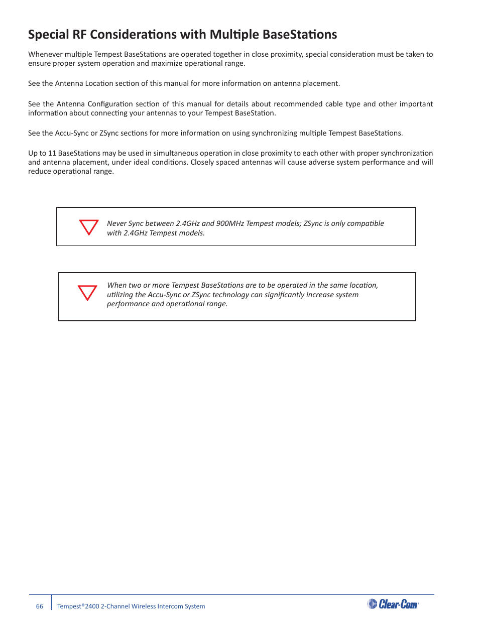 Clear-Com Tempest2400 User Manual | Page 72 / 106