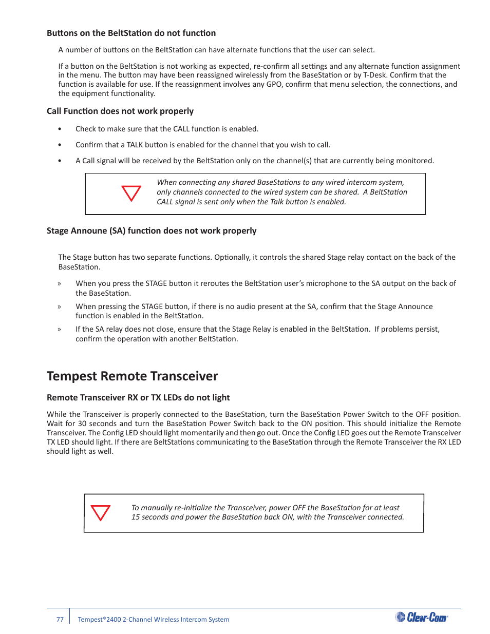 Tempest remote transceiver | Clear-Com Tempest2400 User Manual | Page 83 / 106