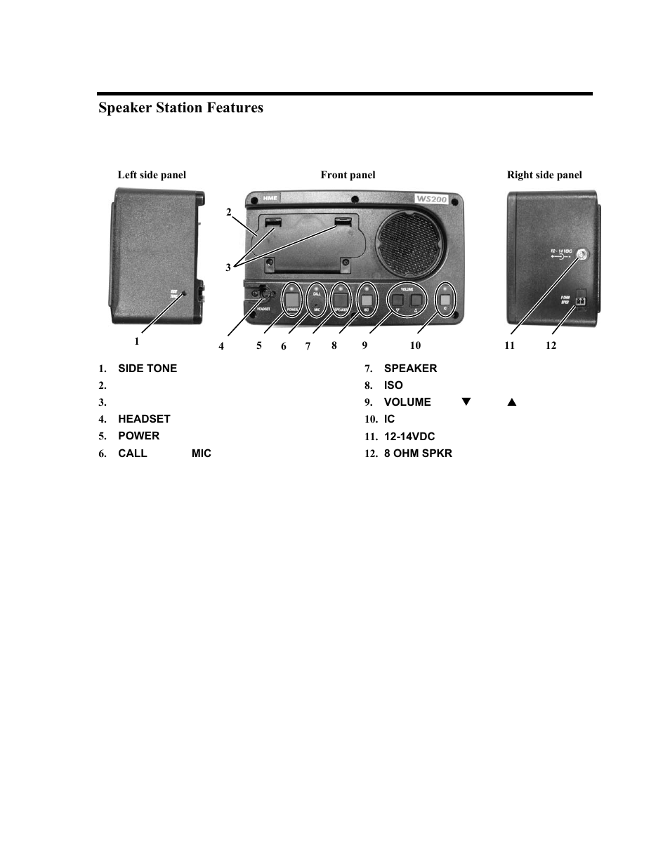 Speaker station features | Clear-Com HME DX121 User Manual | Page 11 / 39