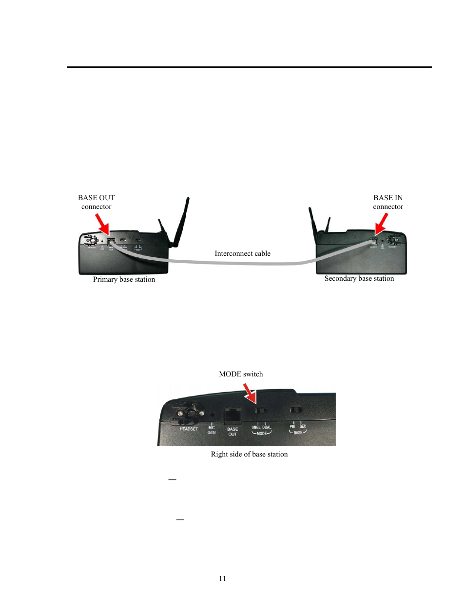 Multiple base stations, Audio connection, Dual channel setting | Clear-Com HME DX300ES User Manual | Page 14 / 34