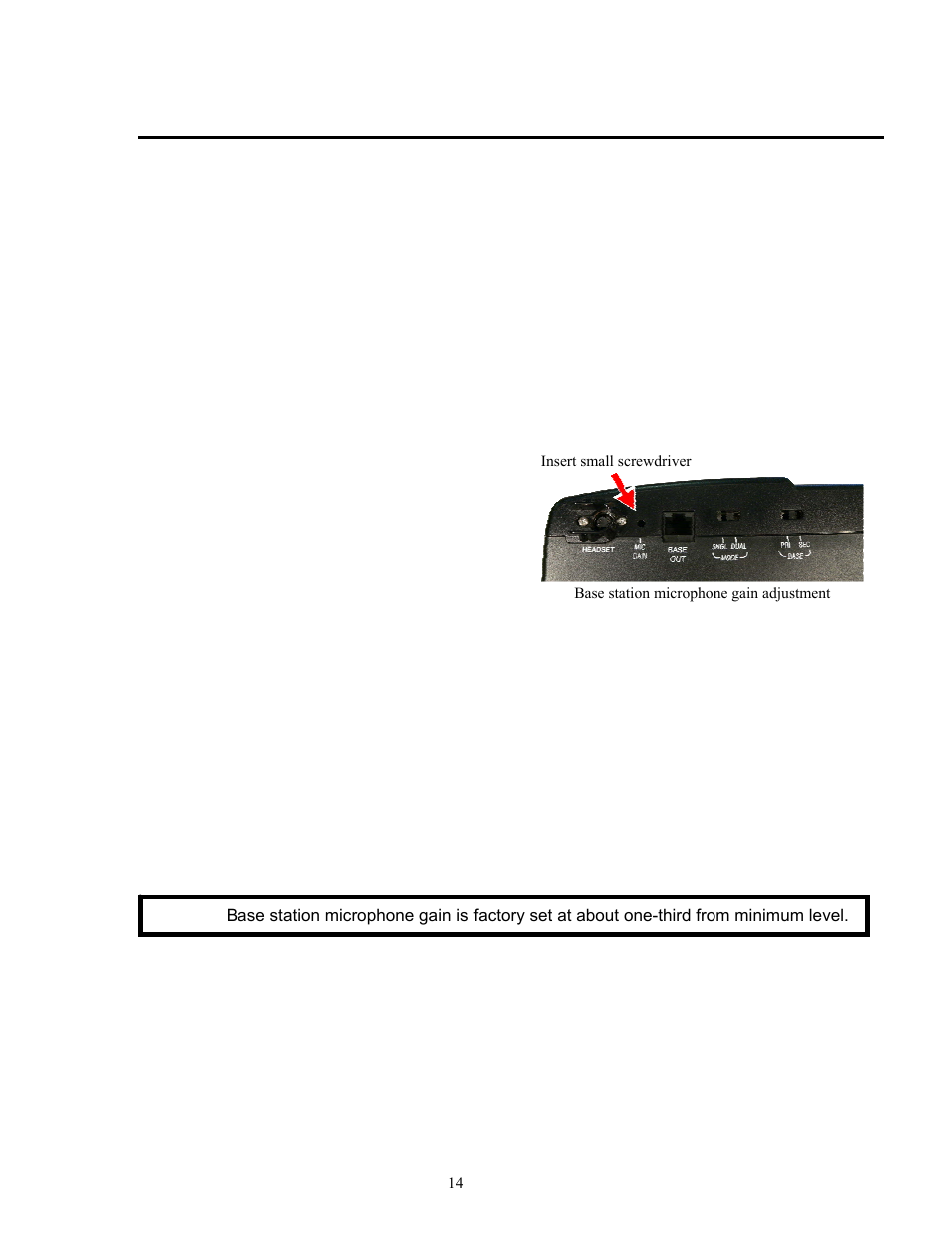 Base station microphone gain adjustment | Clear-Com HME DX300ES User Manual | Page 17 / 34