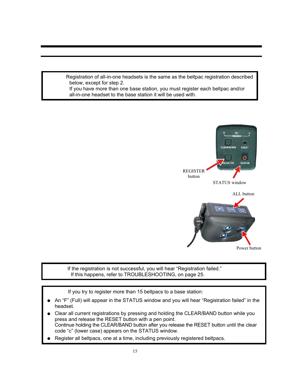 Beltpacs, Beltpac registration | Clear-Com HME DX300ES User Manual | Page 18 / 34