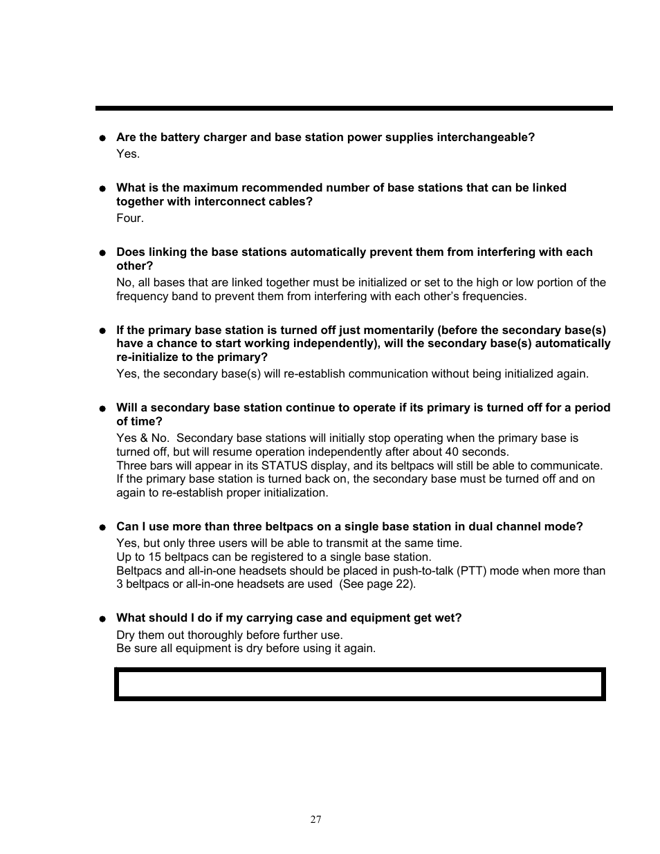 Frequently asked questions | Clear-Com HME DX300ES User Manual | Page 30 / 34