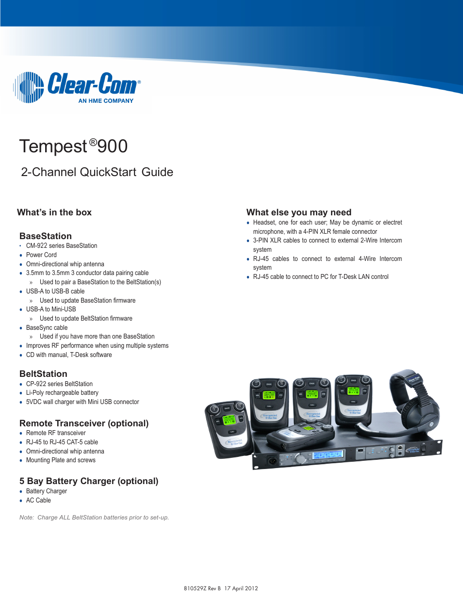 Clear-Com Tempest900 User Manual | 4 pages