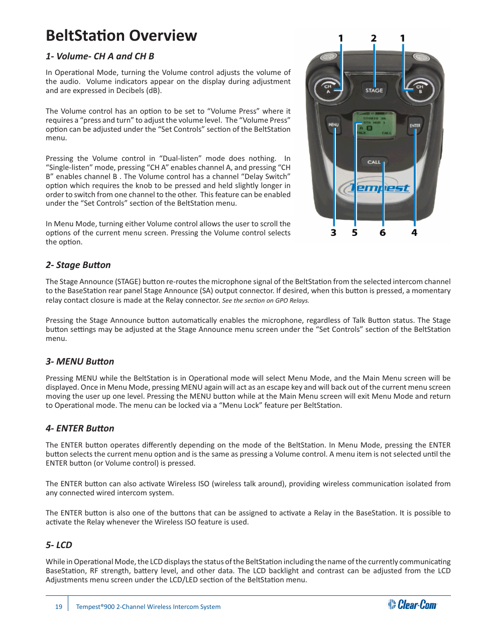 Beltstation overview | Clear-Com Tempest900 User Manual | Page 25 / 100