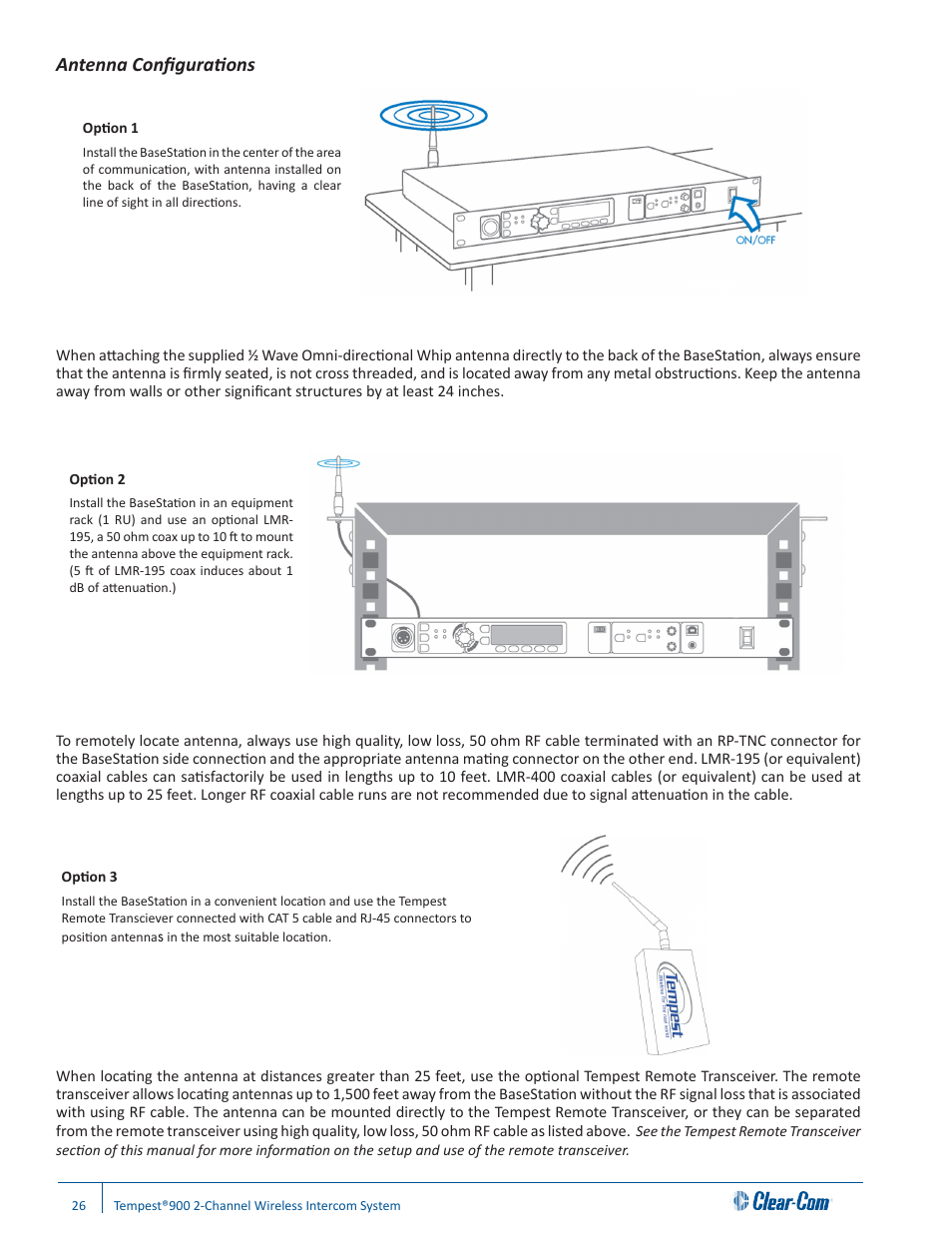 Antenna configurations | Clear-Com Tempest900 User Manual | Page 32 / 100