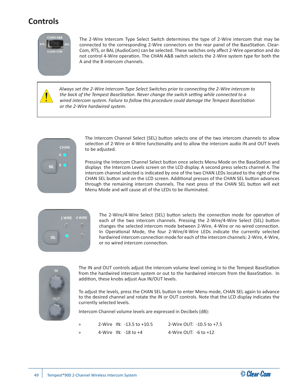 Controls | Clear-Com Tempest900 User Manual | Page 55 / 100