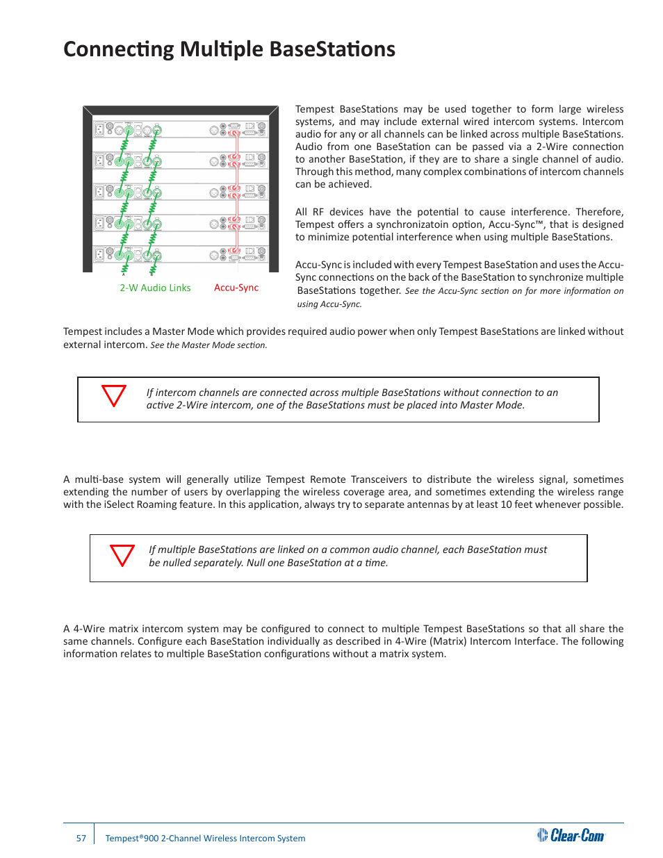 Connecting multiple basestations | Clear-Com Tempest900 User Manual | Page 63 / 100