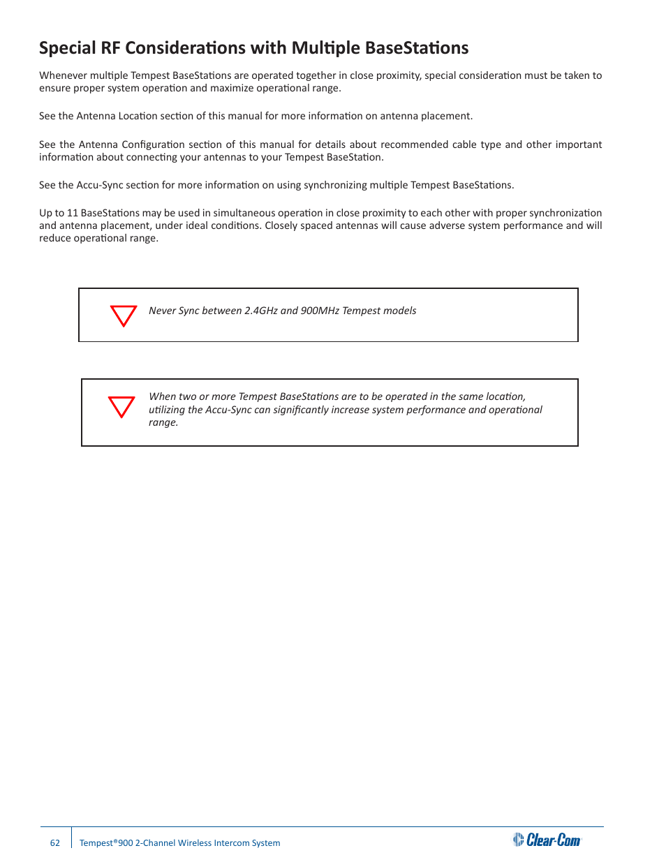 Clear-Com Tempest900 User Manual | Page 68 / 100