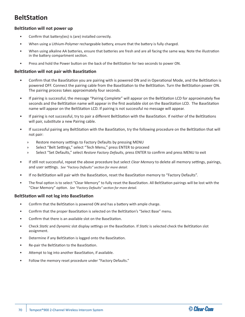 Beltstation | Clear-Com Tempest900 User Manual | Page 76 / 100