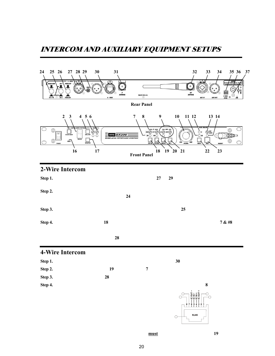 Intercom and auxiliary equipment setups, Wire intercom | Clear-Com BS200 User Manual | Page 25 / 40