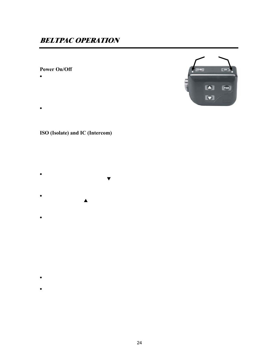 Beltpac operation | Clear-Com BS200 User Manual | Page 29 / 40