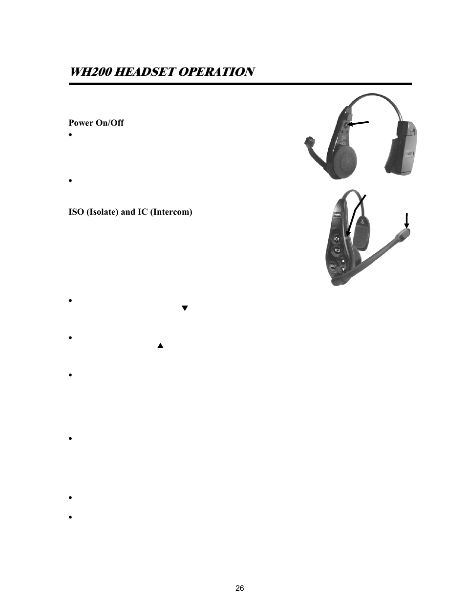 Wh200 headset operation | Clear-Com BS200 User Manual | Page 31 / 40