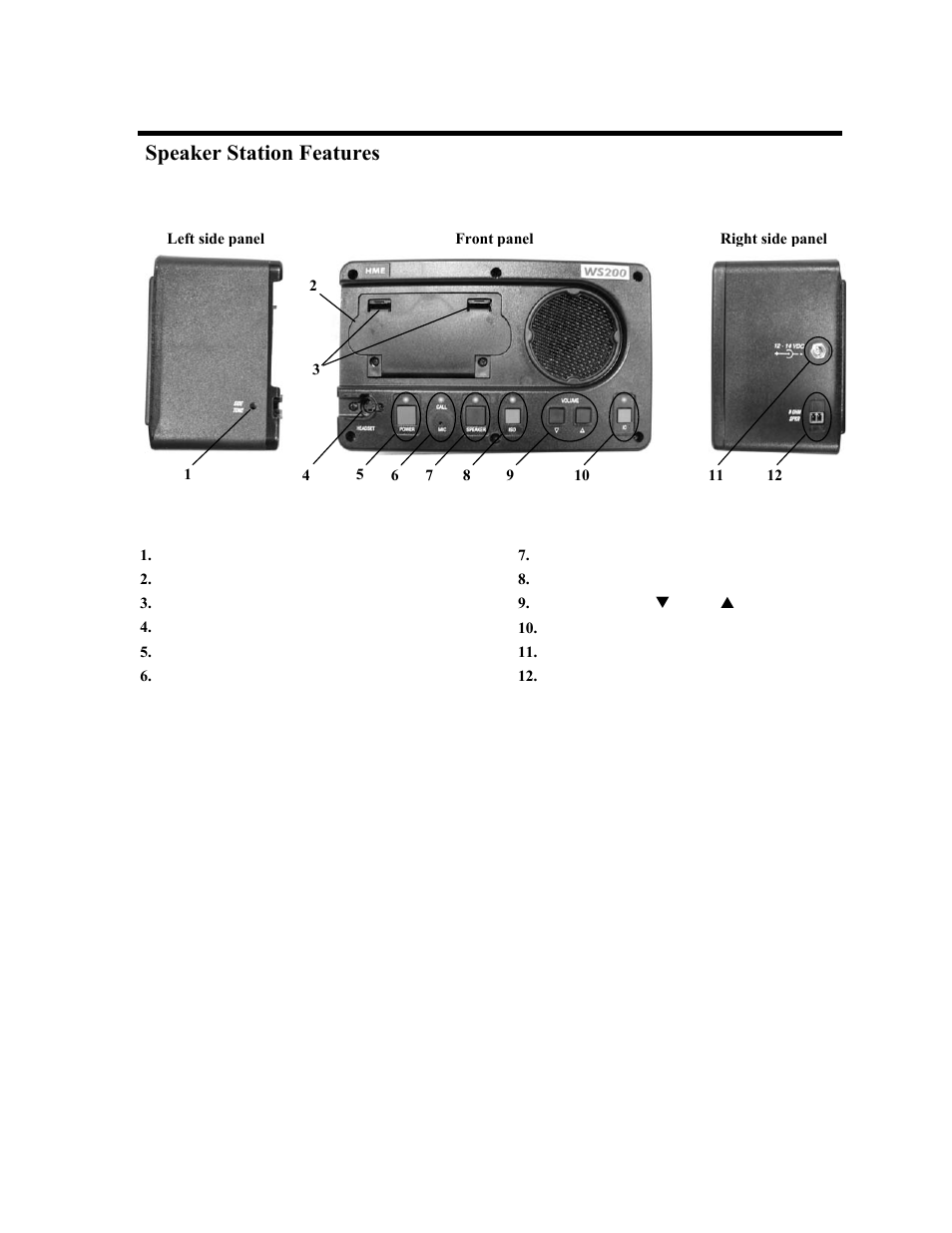 Speaker station features | Clear-Com BS200 User Manual | Page 9 / 40