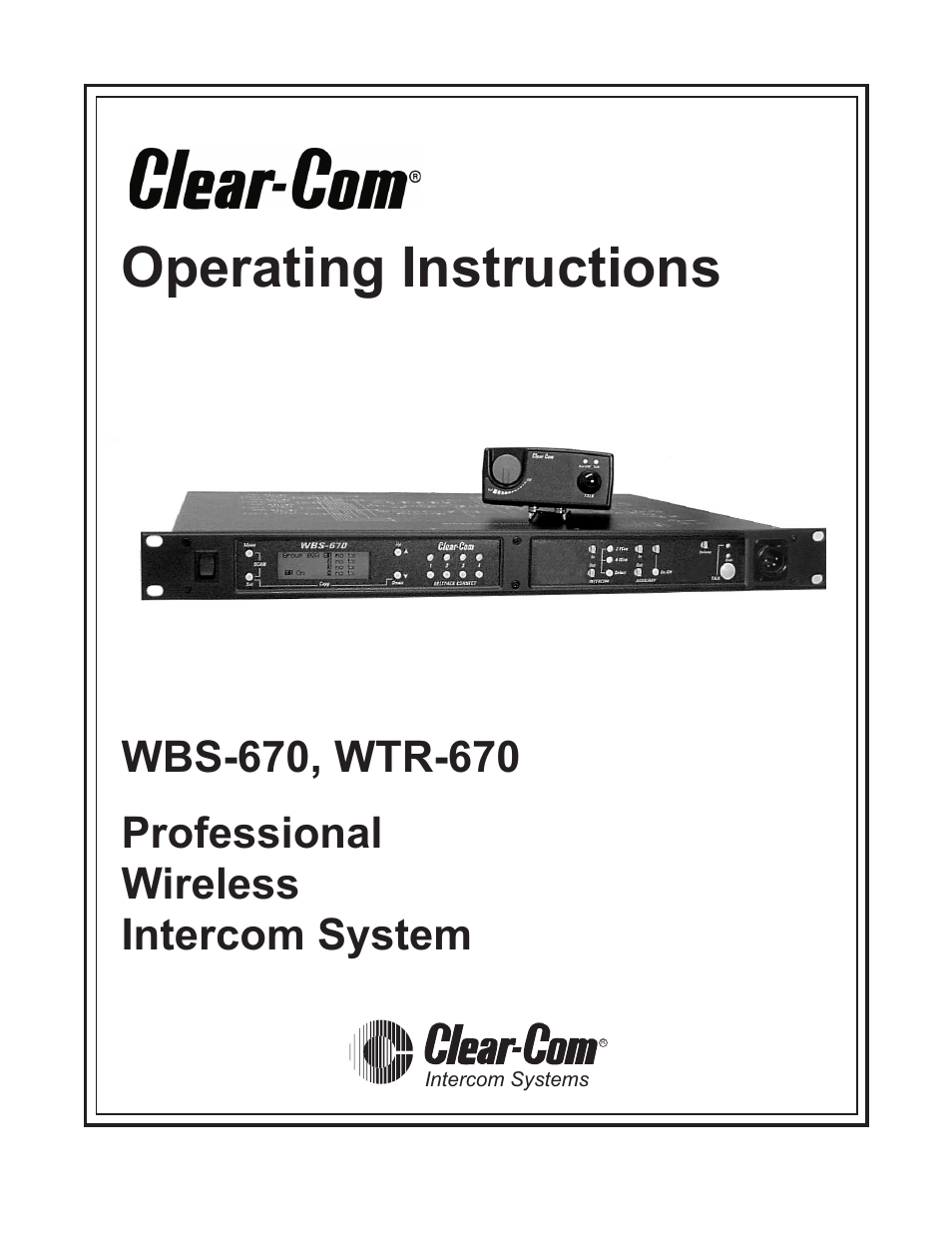Clear-Com WTR-670 User Manual | 62 pages