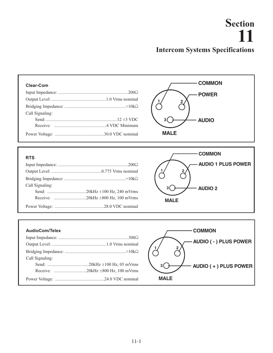 Ection, Intercom systems specifications | Clear-Com WTR-670 User Manual | Page 52 / 62