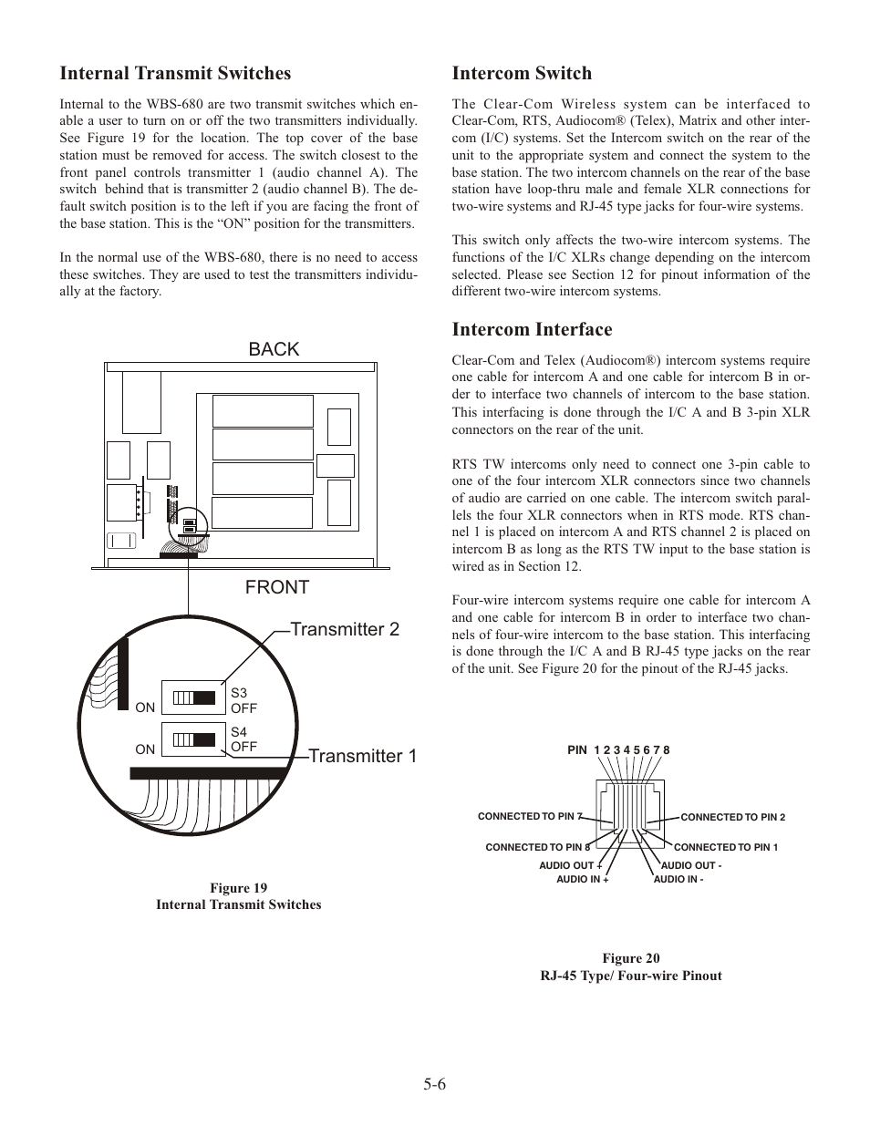 Transmitter 2 transmitter 1 front back | Clear-Com WTR-680 User Manual | Page 24 / 86