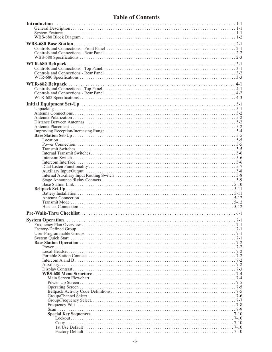 Ta ble of con tents | Clear-Com WTR-680 User Manual | Page 3 / 86