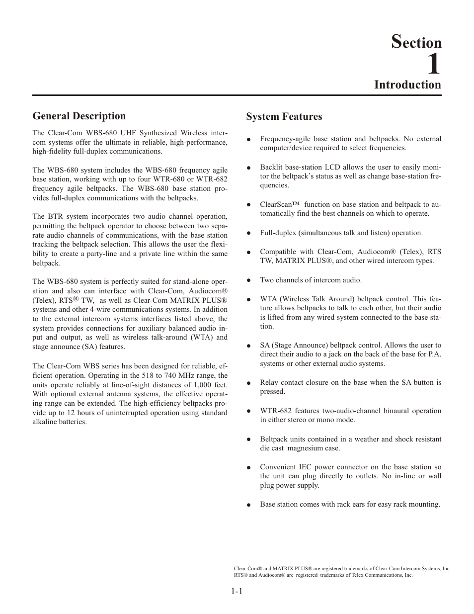 Ection | Clear-Com WTR-680 User Manual | Page 5 / 86