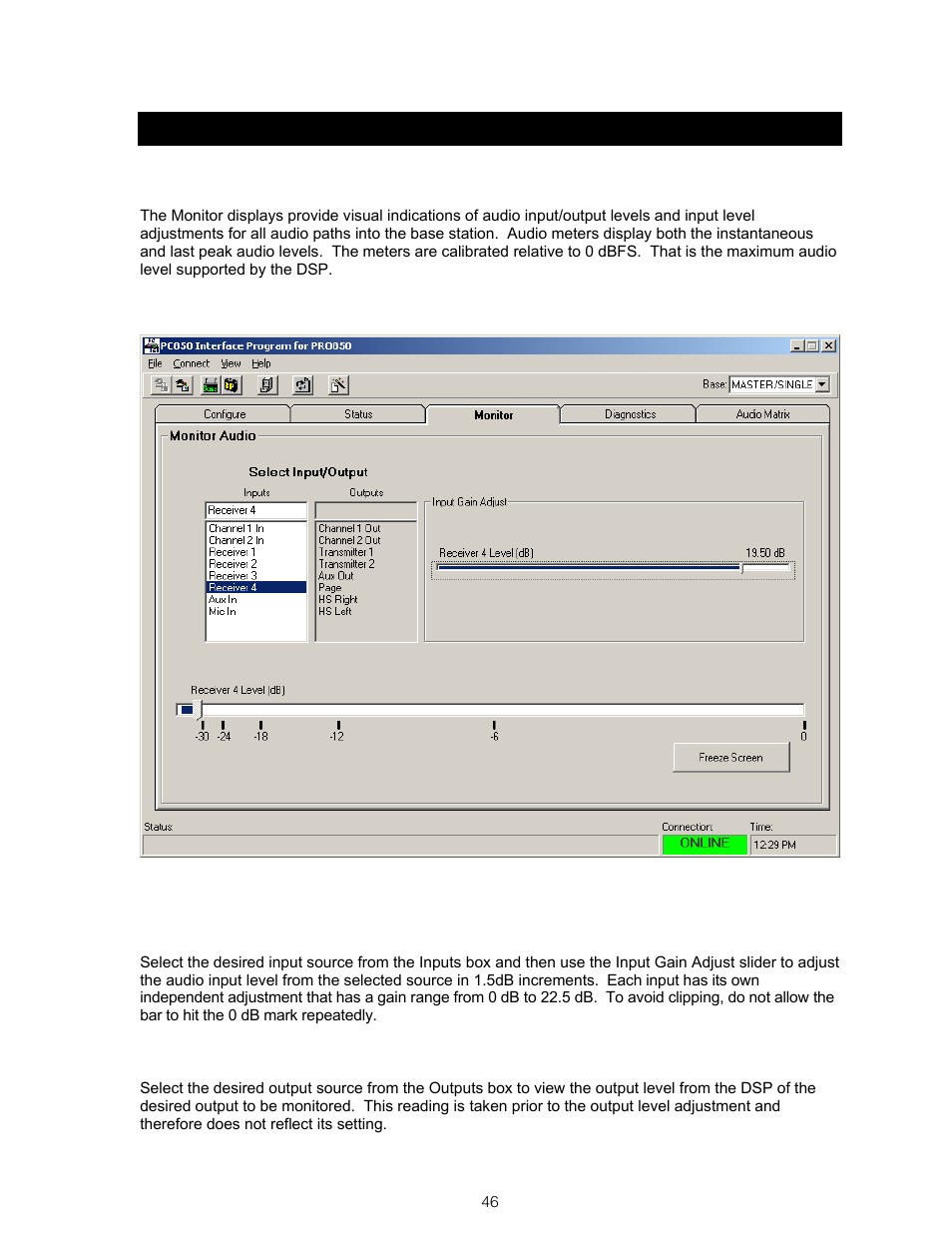 Section 10, Pc850 monitor, Monitor audio | Clear-Com BS850 (Last time buy) User Manual | Page 49 / 61