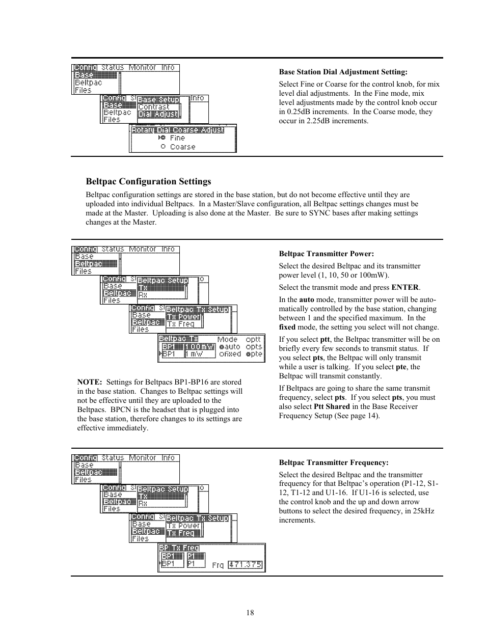 Beltpac configuration settings | Clear-Com BS850 (Last time buy) User Manual | Page 21 / 48