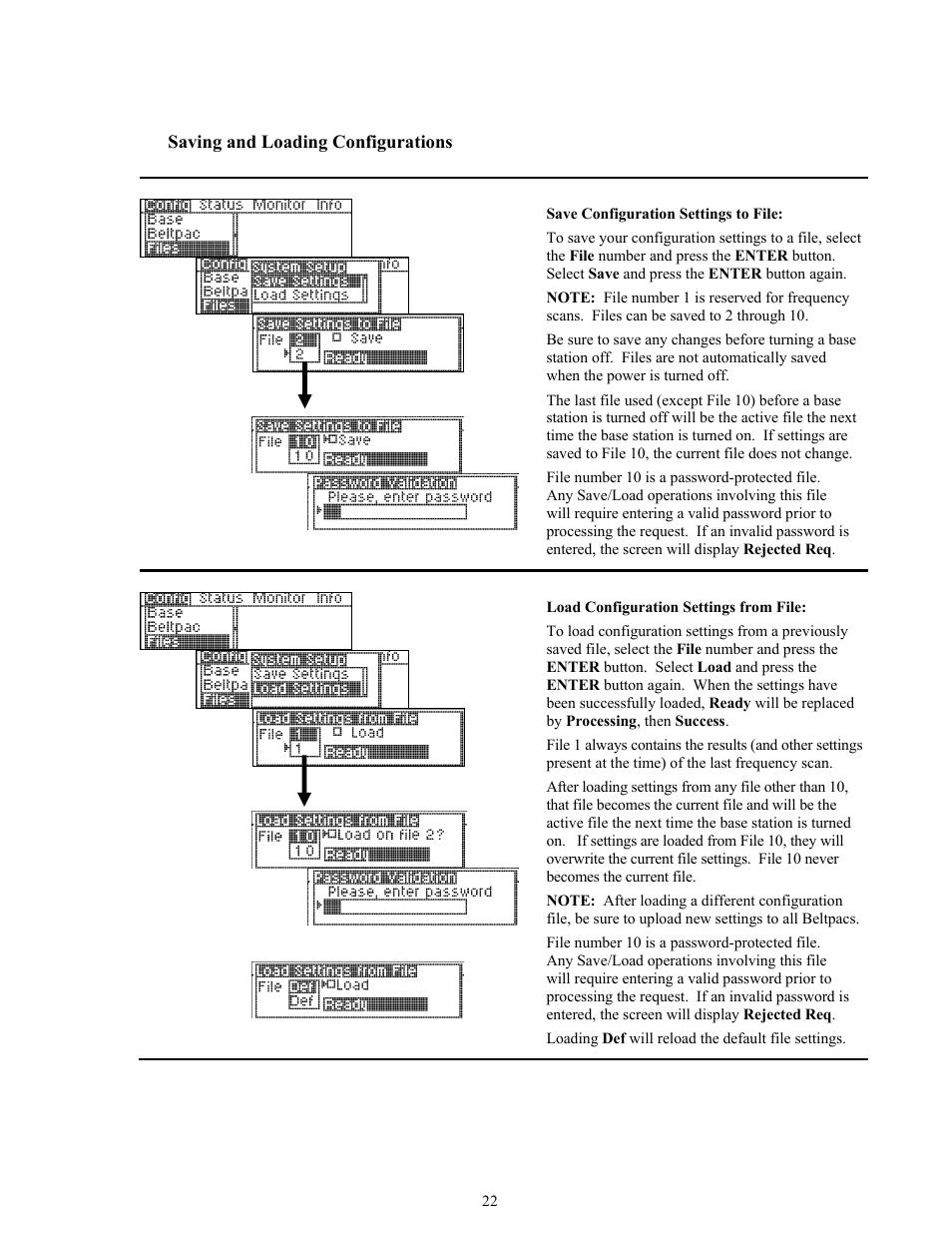 Saving and loading configurations | Clear-Com BS850 (Last time buy) User Manual | Page 25 / 48