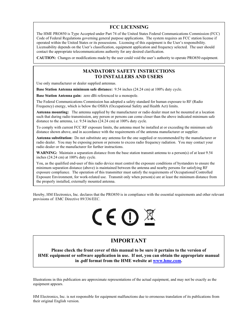 Important | Clear-Com BS850 (Last time buy) User Manual | Page 3 / 48