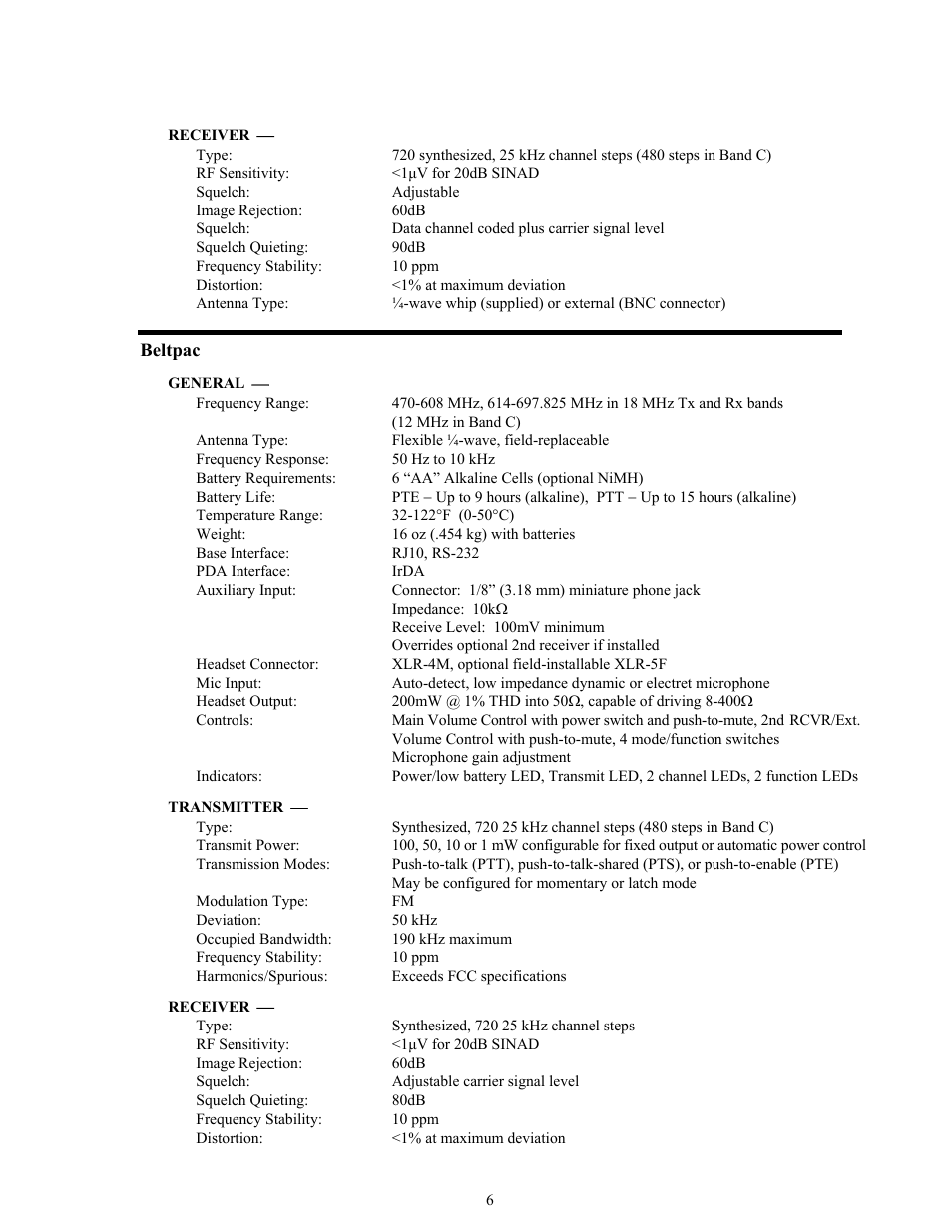 Beltpac | Clear-Com BS850 (Last time buy) User Manual | Page 9 / 48