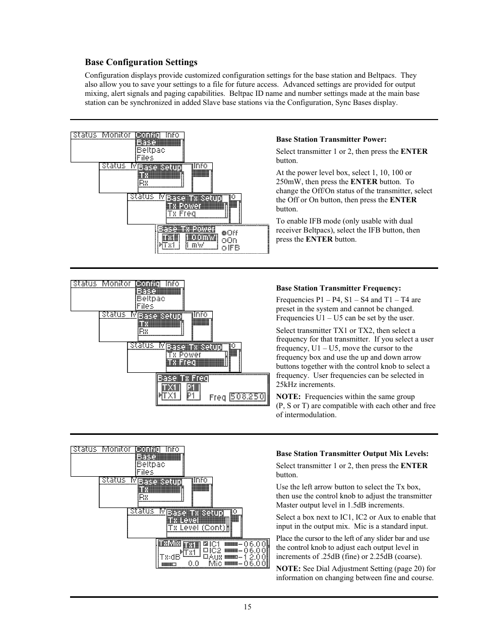 Base configuration settings | Clear-Com BS850 (Last time buy) User Manual | Page 18 / 50