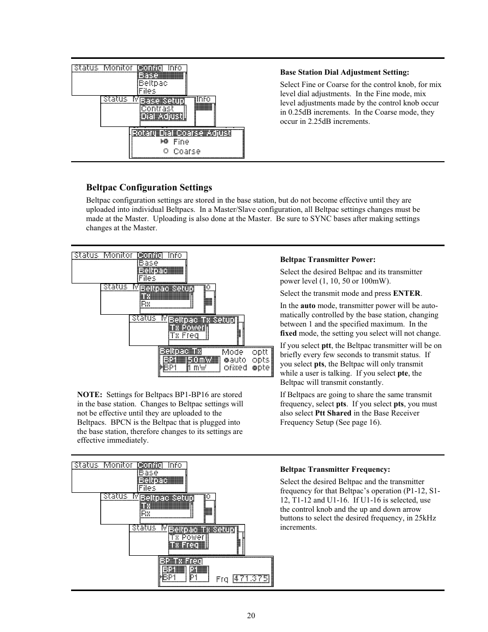 Beltpac configuration settings | Clear-Com BS850 (Last time buy) User Manual | Page 23 / 50