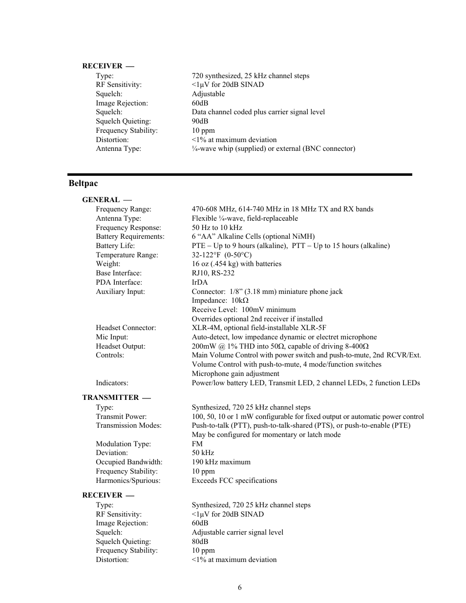 Beltpac | Clear-Com BS850 (Last time buy) User Manual | Page 9 / 50