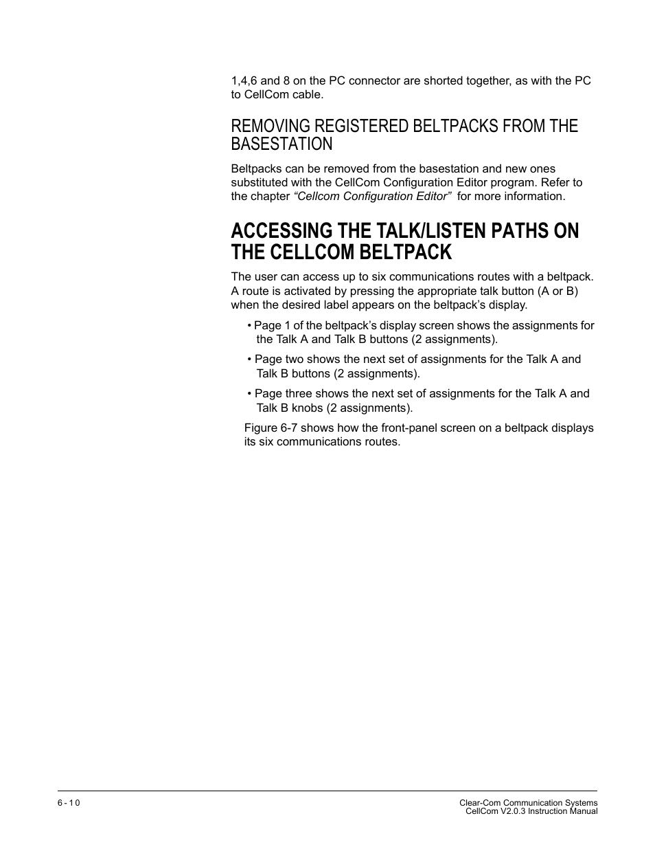 Removing registered beltpacks from the basestation | Clear-Com CellCom Battery Pack Charger User Manual | Page 110 / 217