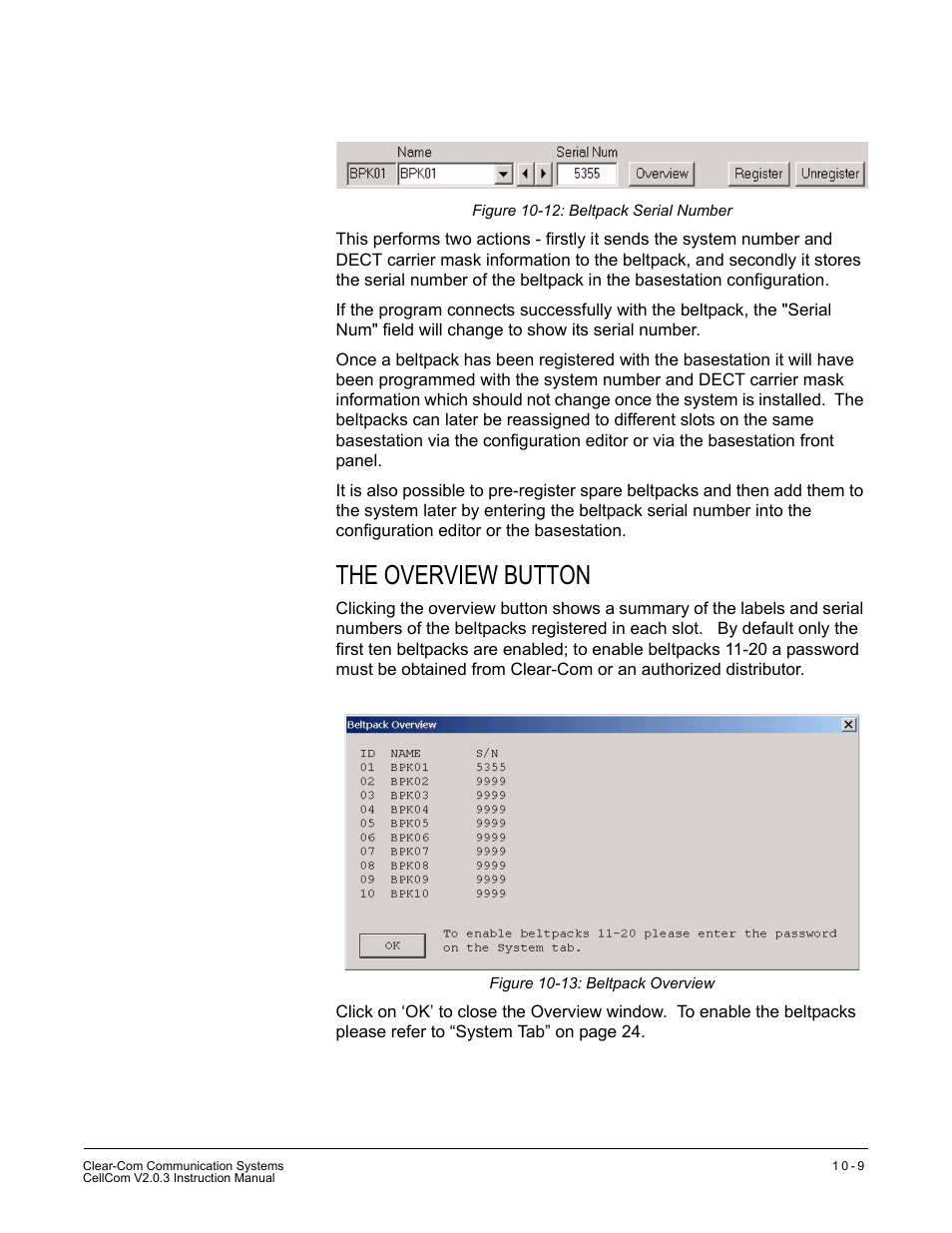 The overview button, The overview button -9 | Clear-Com CellCom Battery Pack Charger User Manual | Page 161 / 217