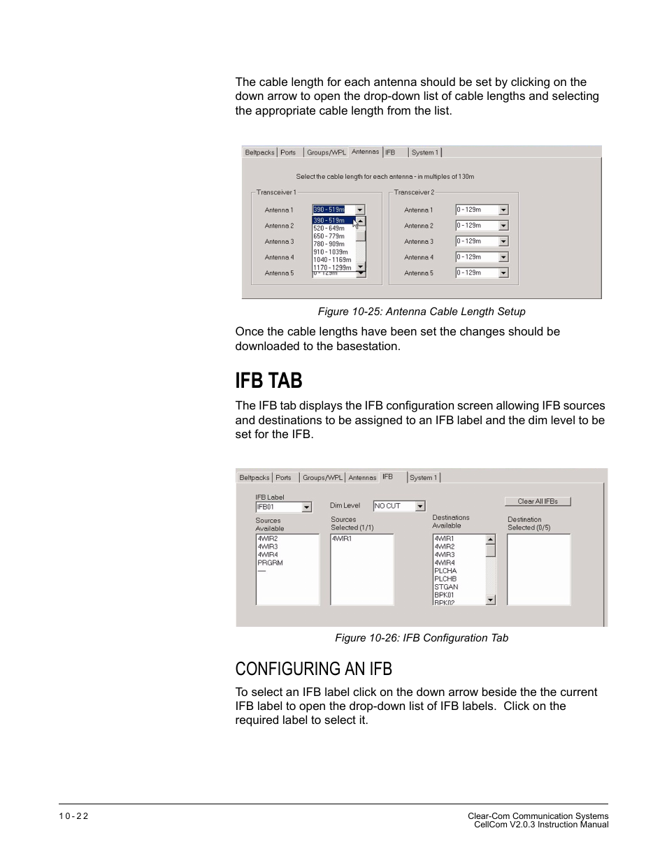 Ifb tab, Configuring an ifb, Ifb tab -22 | Configuring an ifb -22 | Clear-Com CellCom Battery Pack Charger User Manual | Page 174 / 217