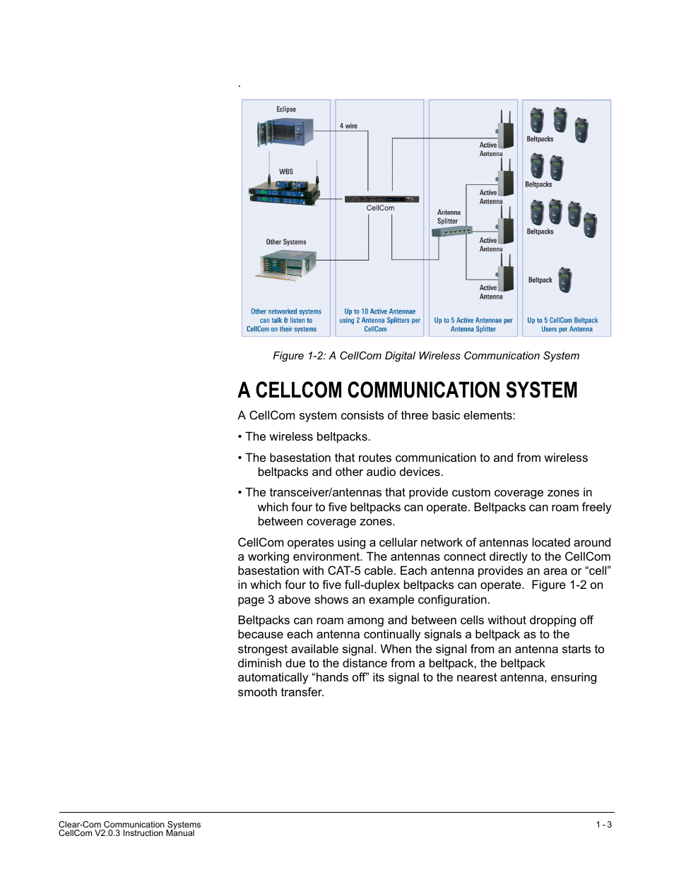 A cellcom communication system, A cellcom communication system -3 | Clear-Com CellCom Battery Pack Charger User Manual | Page 29 / 217