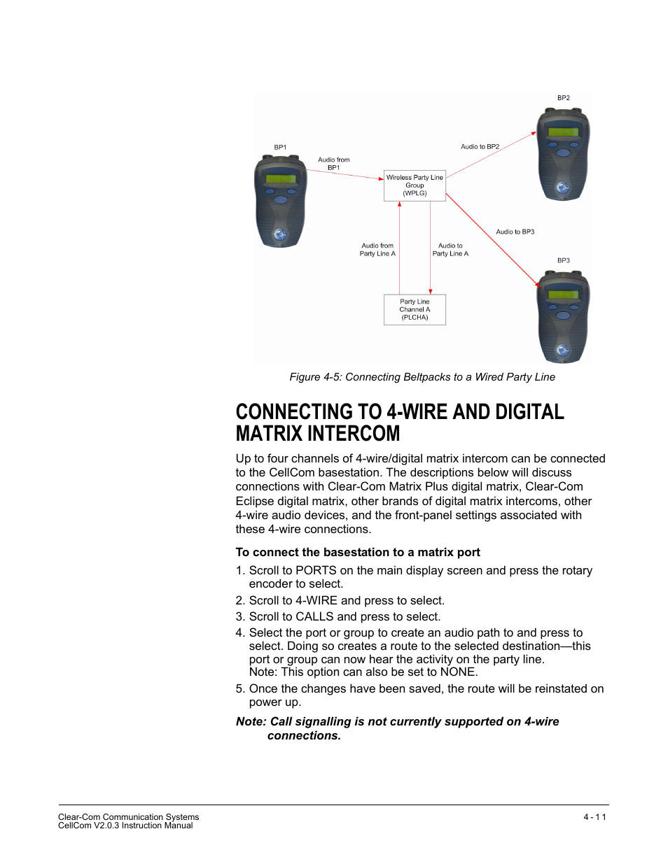 Connecting to 4-wire and digital matrix intercom | Clear-Com CellCom Battery Pack Charger User Manual | Page 59 / 217