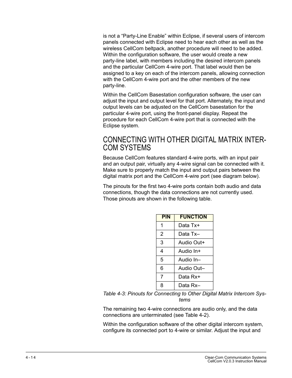 Tables | Clear-Com CellCom Battery Pack Charger User Manual | Page 62 / 217