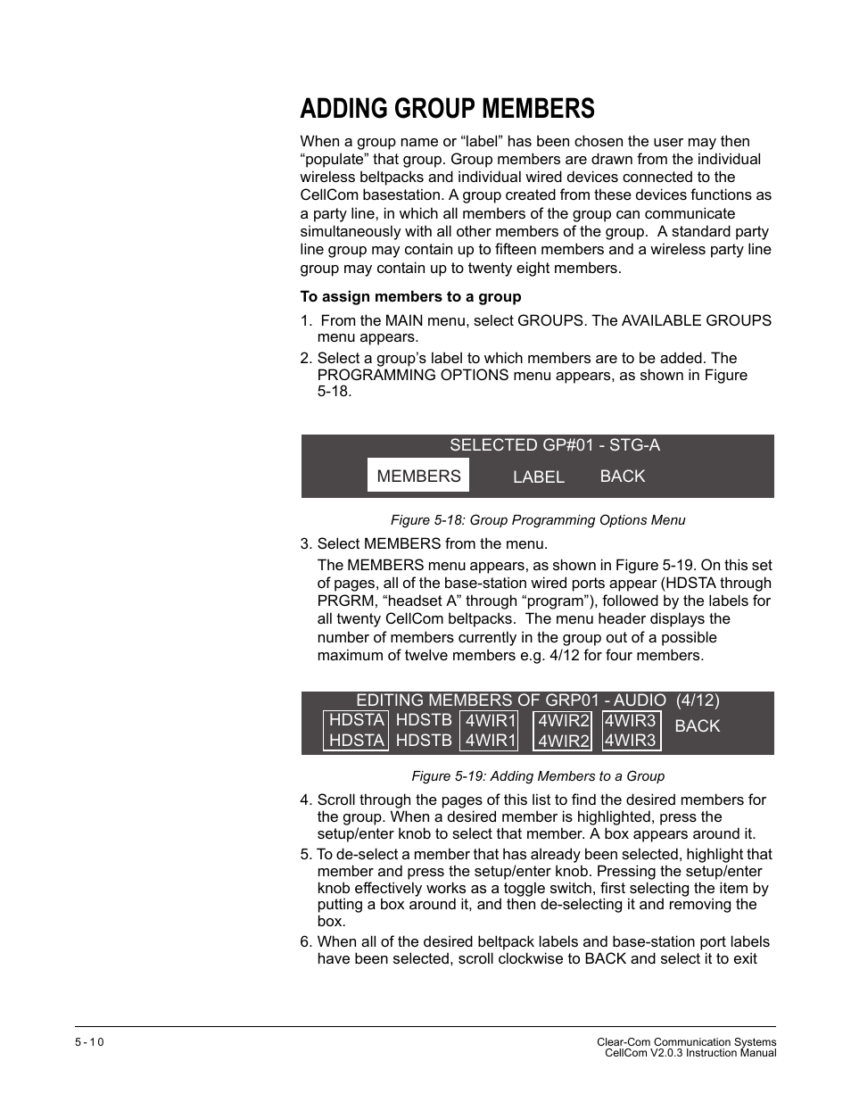 Adding group members, Adding group members -10 | Clear-Com CellCom Battery Pack Charger User Manual | Page 80 / 217