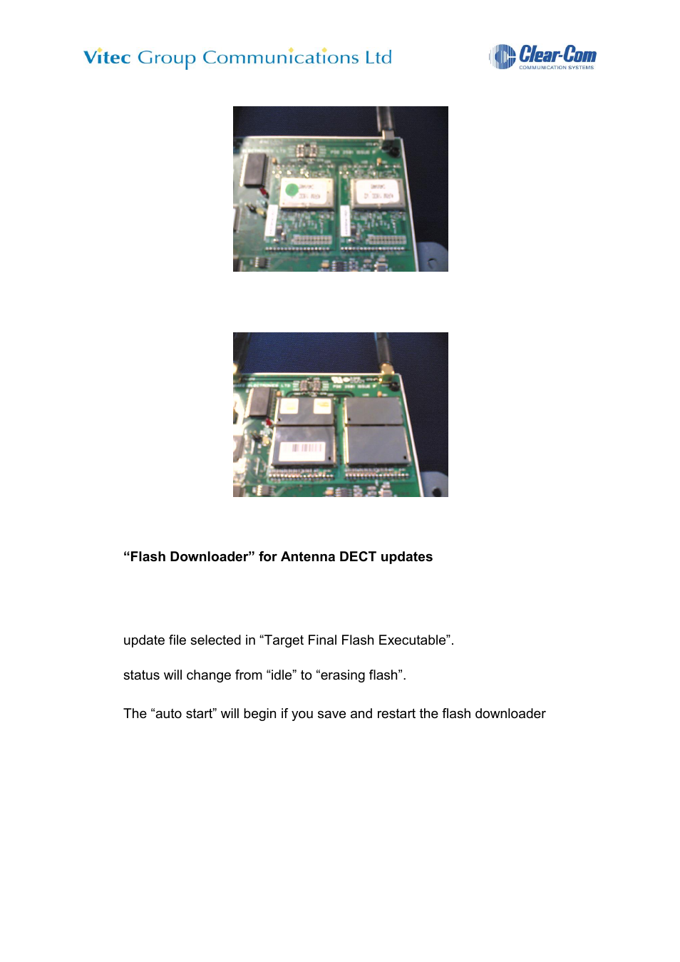 Flash downloader” for antenna dect updates | Clear-Com FreeSpeak User Manual | Page 17 / 49