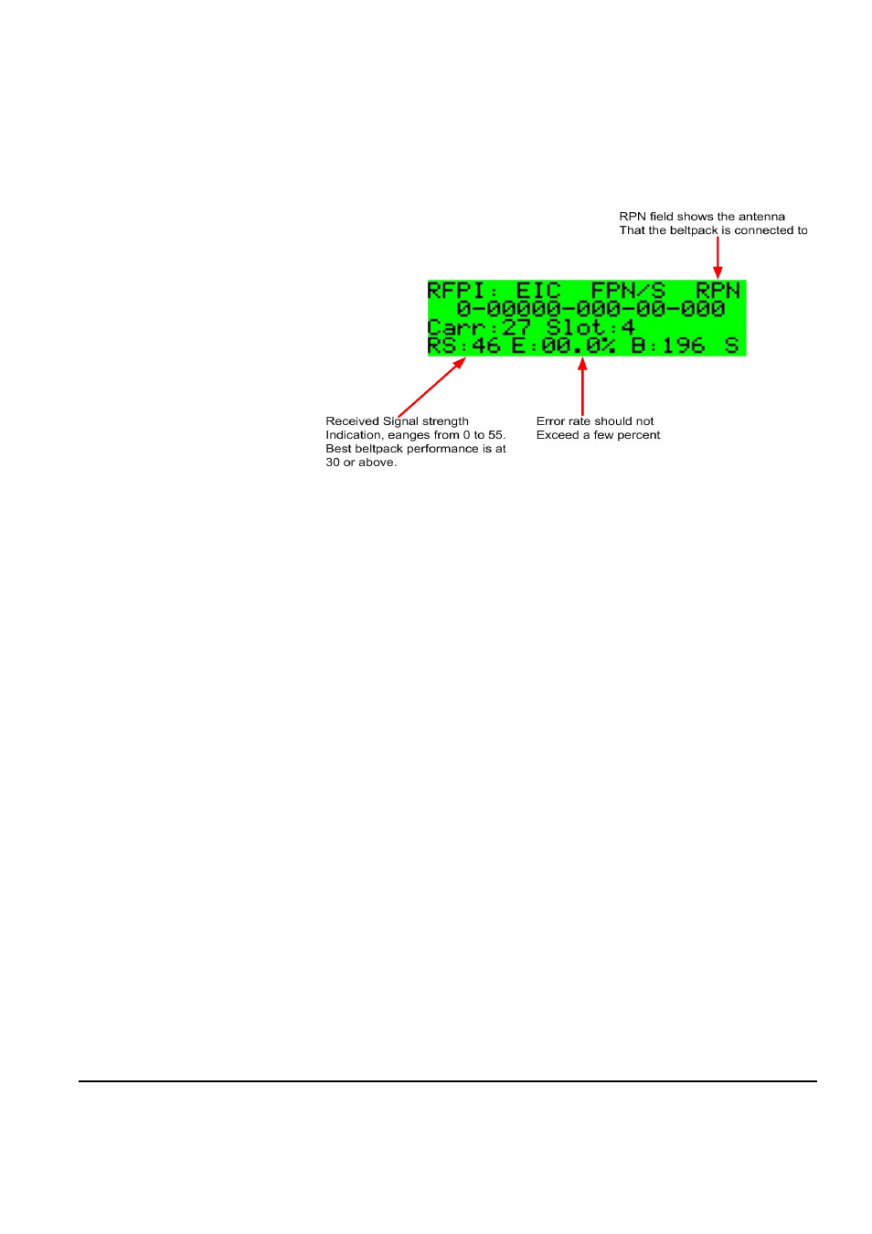 Figure 9-1 a beltpack’s site survey screen -4 | Clear-Com FreeSpeak Antenna Splitter User Manual | Page 146 / 213