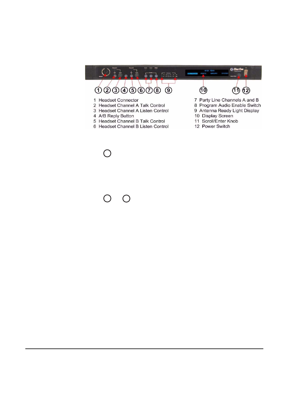 Understanding front-panel operation, Headset connector, Channel a talk switch and light/listen level knob | Understanding front-panel operation -2, Headset connector -2, Figure 3-1 freespeak basestation front panel -2, Understanding front-panel opera- tion | Clear-Com FreeSpeak Antenna Splitter User Manual | Page 46 / 213