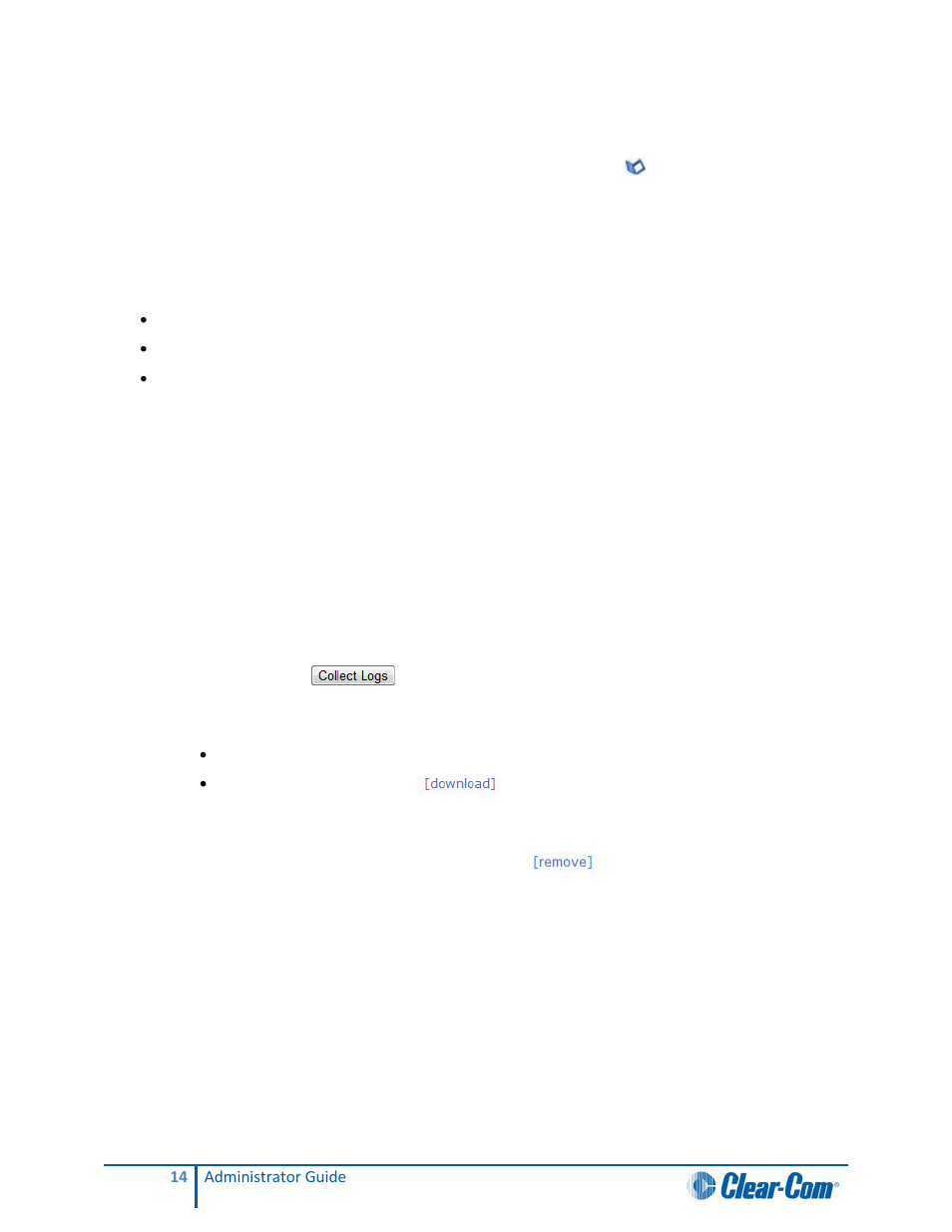 Event log, Collect logs, 7 event log | 1 collect logs | Clear-Com Concert for Newsroom User Manual | Page 14 / 48