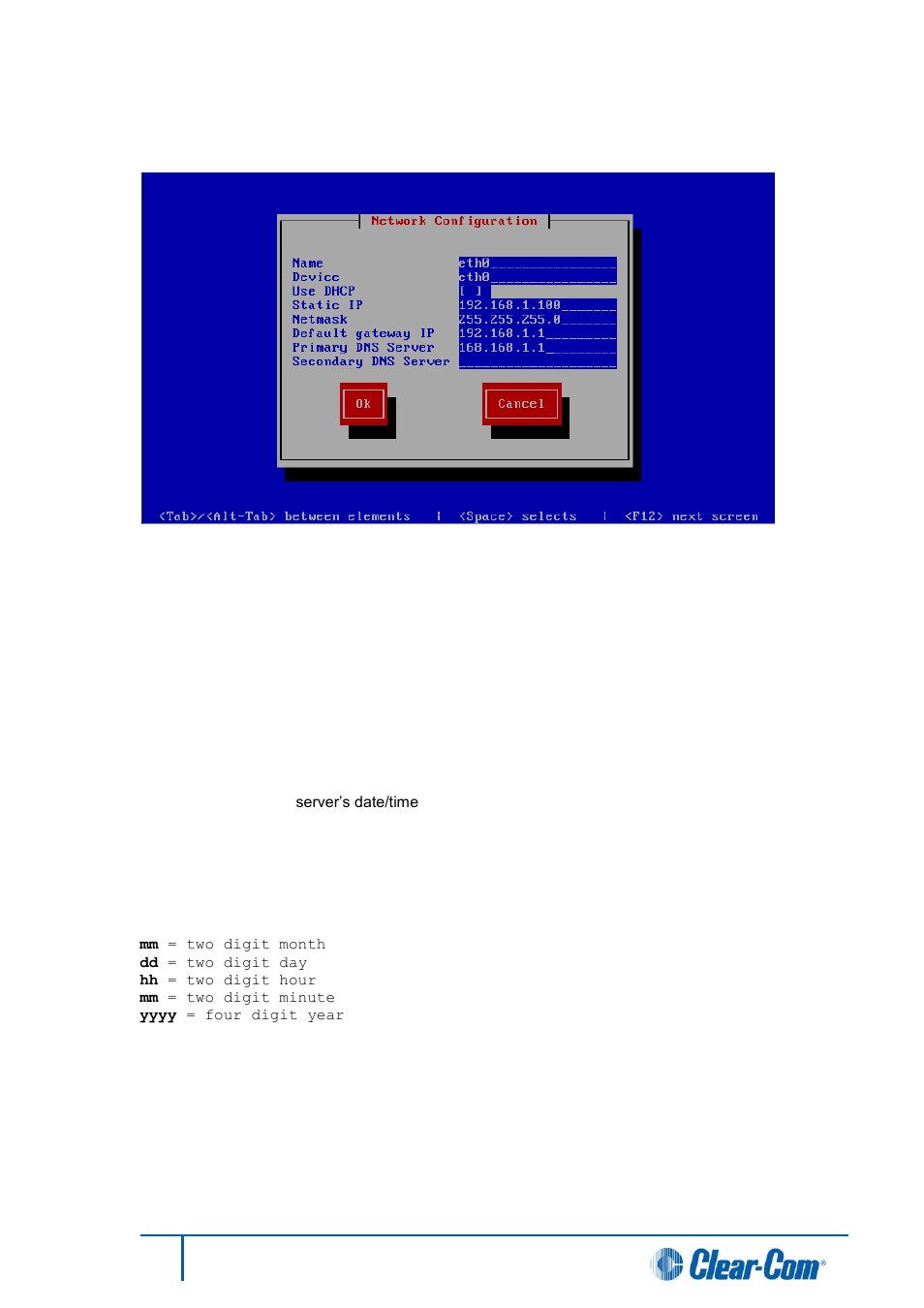 Configuring the server date/time settings, 3 configuring the server date/time settings | Clear-Com Concert for Newsroom User Manual | Page 18 / 44