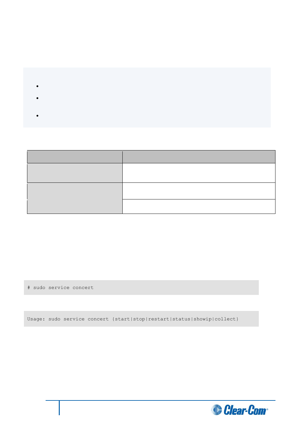 Controlling concert applications, List of available concert commands, 4 controlling concert applications | 1 list of available concert commands | Clear-Com Concert for Newsroom User Manual | Page 20 / 44