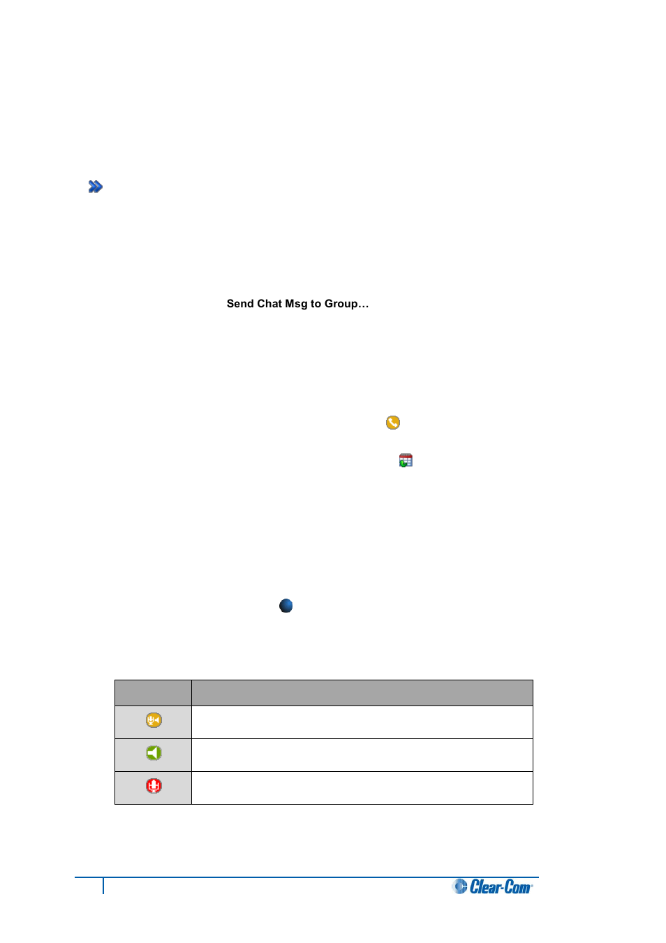 Broadcasting a chat to a group, Using the additional chat controls, Joining a conference | 5 joining a conference, 1 broadcasting a chat to a group, 2 using the additional chat controls | Clear-Com Concert for Newsroom User Manual | Page 24 / 40