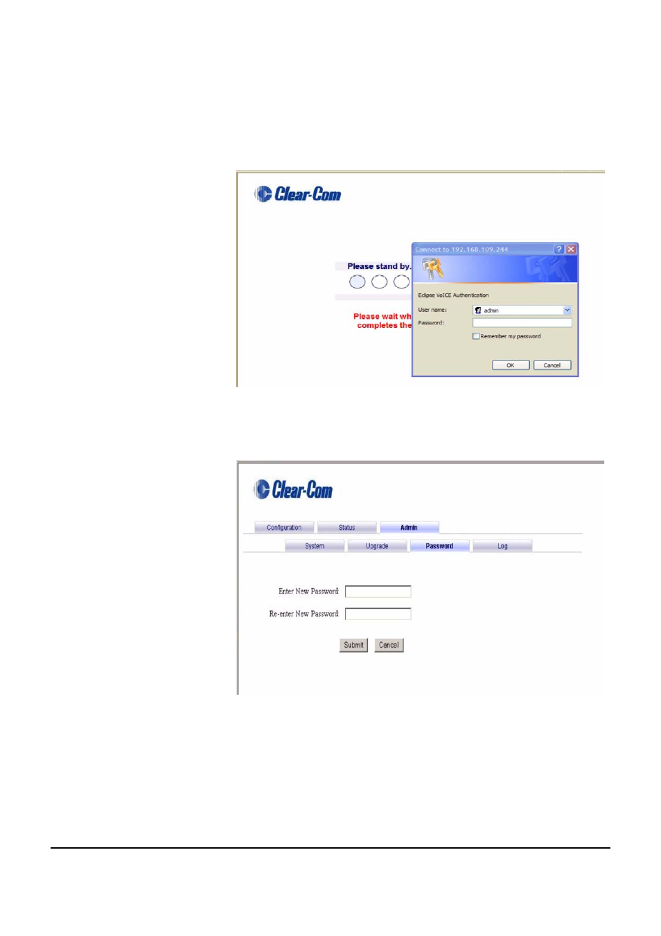 Password tab, Password tab -23 | Clear-Com VOICE2 User Manual | Page 63 / 106