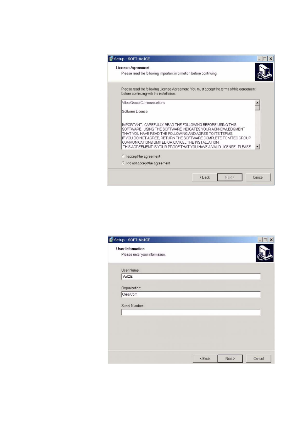 Software license -2 soft-voice user details -2 | Clear-Com VOICE2 User Manual | Page 76 / 106