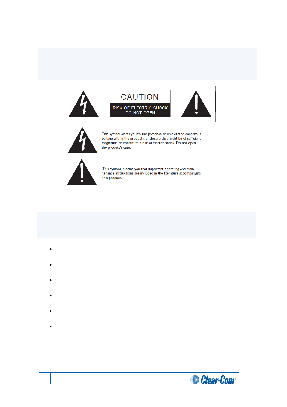 Safety symbols, Mains power cord | Clear-Com HX System Frames User Manual | Page 2 / 2