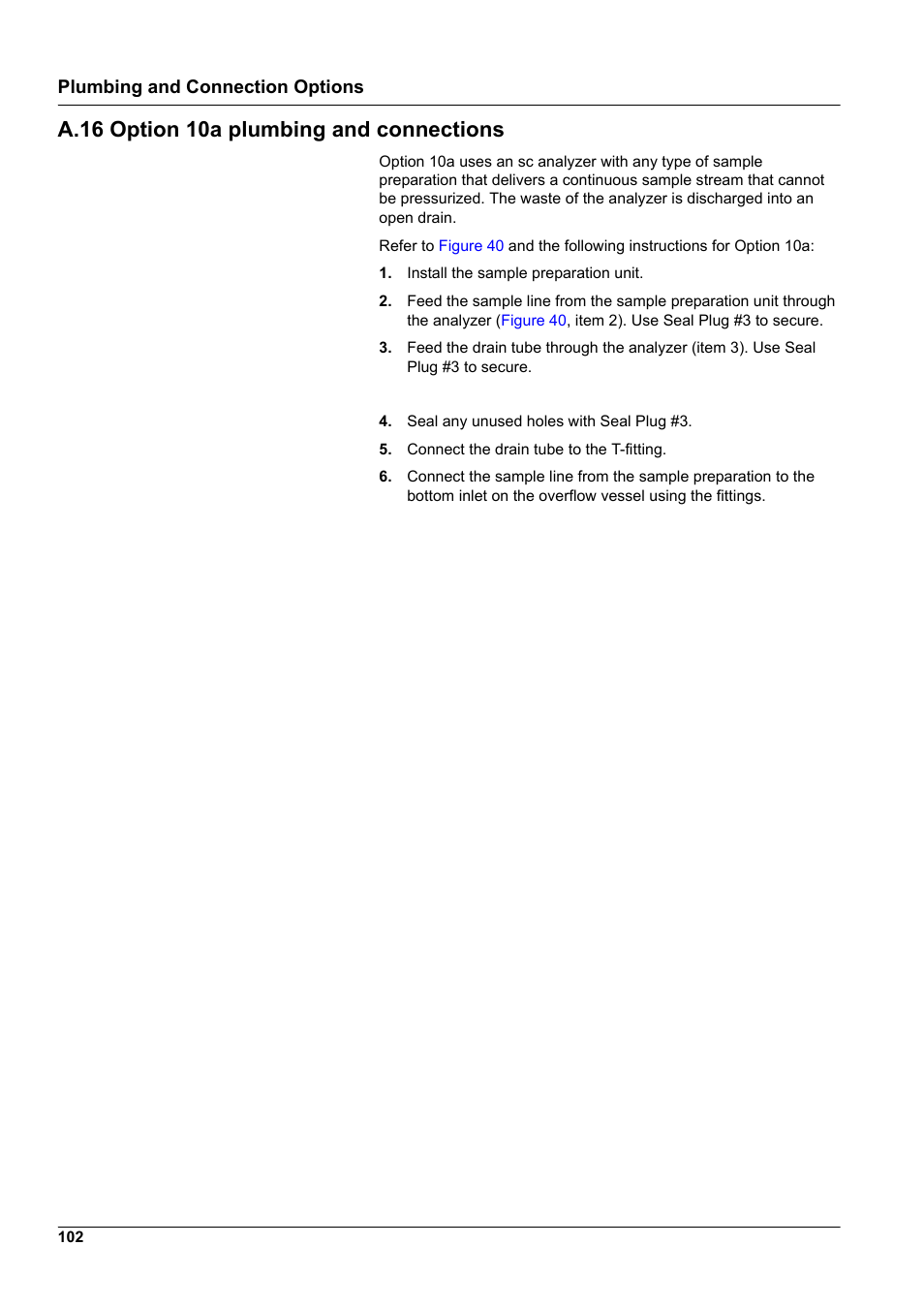 A.16 option 10a plumbing and connections, Plumbing and connection options | Hach-Lange AMTAX indoor sc User Manual | Page 102 / 118