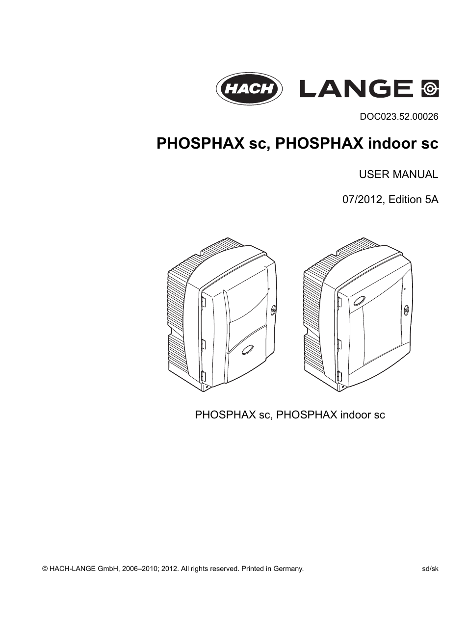 Hach-Lange PHOSPHAX indoor sc User Manual | 106 pages